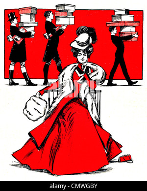 Dame 1905 Annonce de draperie Banque D'Images