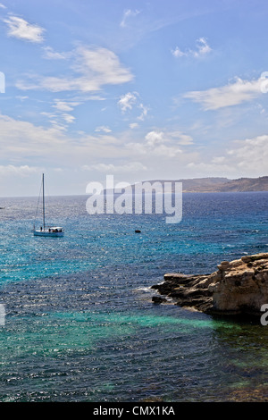 Lagon bleu, l'île de Comino, Malte, Méditerranée, Europe Banque D'Images