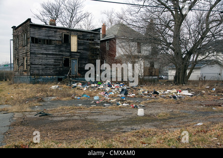 Abandonnée et maisons vacantes, Detroit Michigan USA Banque D'Images