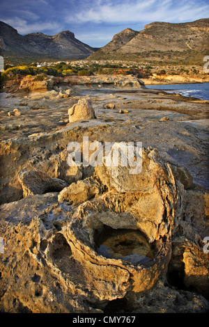 La forêt pétrifiée de Cavomalias (Cap Maleas), près de la ville de Neapolis, Vatika, Laconie, Péloponnèse, Grèce Banque D'Images