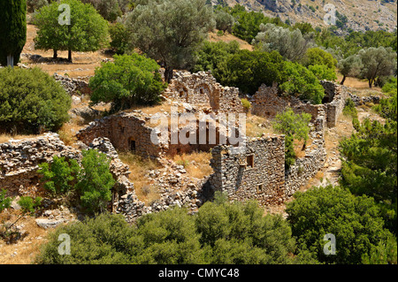 Ruines du 11e siècle de la byzantin Monastère Nea Moni de Chios Island, Grèce Banque D'Images