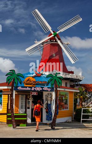 West Indies, Aruba, le moulin, moulin à vent hollandais, De Olde Molen, magasin de souvenirs Banque D'Images