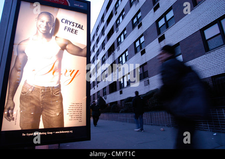 La publicité montrant les dangers de la méthamphétamine pour la communauté gay Banque D'Images