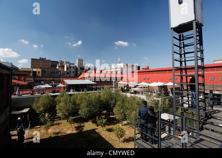 Une vue sur le jardin à Arts on Main Street en direction de la vie. CBD de Johannesburg, Gauteng, Afrique du Sud Banque D'Images