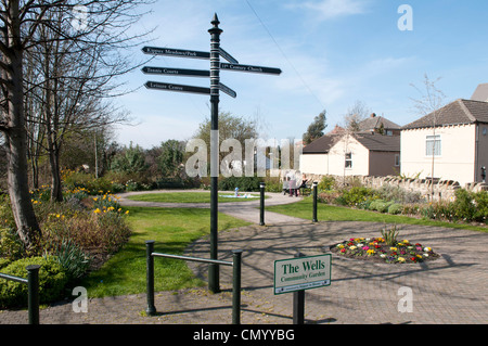 Les puits ; bien Lane / High Street public garden, Kippax Banque D'Images