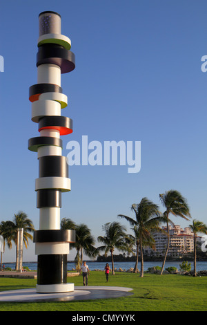 Miami Beach Florida,South Pointe Park,point,Government Cut,Fisher Island condominiums,Tobias Rehberger obstrinate phare,art,artiste,installation,FL Banque D'Images