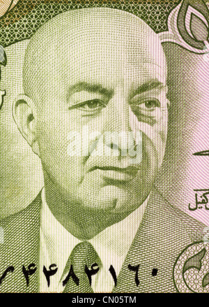 Mohammed Daoud Khan (1909-1978) sur 10 Afghanis 1977 Euros à partir de l'Afghanistan. Président de l'Afghanistan de 1973-1978. Banque D'Images