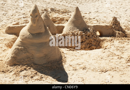 Snake fait de sable jaune sur la plage Banque D'Images