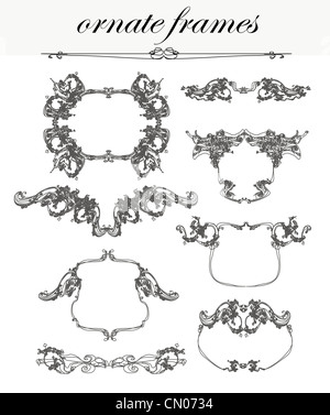 Vector set : éléments de conception et de cadres calligraphique Banque D'Images