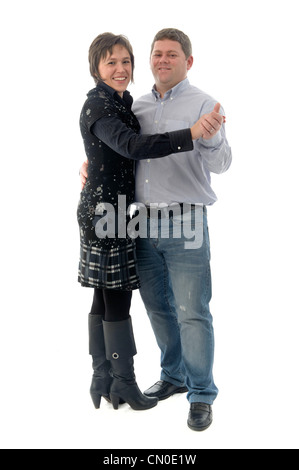 Couple dancing isolé sur fond blanc Banque D'Images