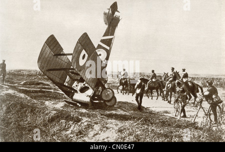 Un avion s'est écrasé près de Cherisy, France pendant la Première Guerre mondiale. Banque D'Images