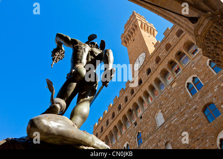 Florence, la sculpture sur la Loggia dei Lanzi Banque D'Images