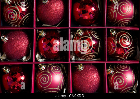 Boules de Noël rouge motif. Banque D'Images