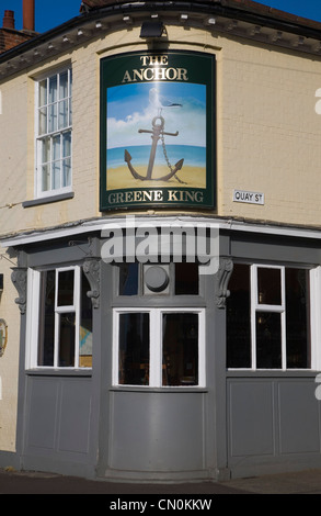 L'Anchor pub Greene King, Quay Street, Woodbridge, Suffolk, Angleterre Banque D'Images