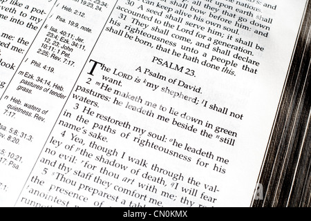 Bible ouverte à Pslam 23 Banque D'Images