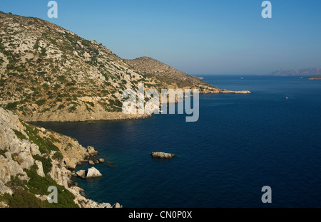 L'île de Lipsi, un tronçon de côte. Dodécanèse, Grèce Banque D'Images