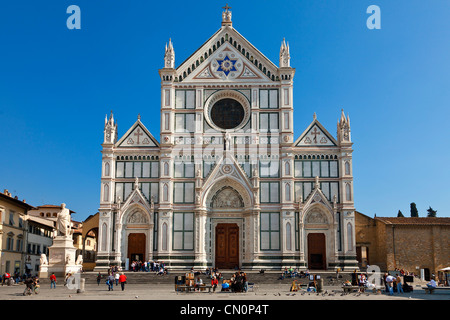 L'Europe, Italie, Florence, Piazza Santa Croce et l'Église, Banque D'Images