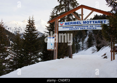 Meribel Mottaret sign Banque D'Images