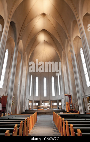 L'intérieur, Hallgrimskirkja, Reykjavik, Islande Banque D'Images