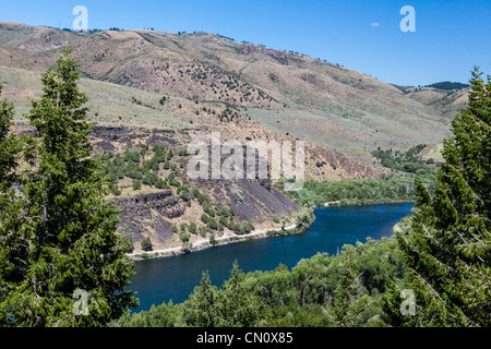 Donnent sur la rivière Snake dans le sud-est de l'Idaho. Banque D'Images