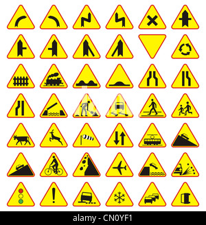 La signalisation routière (pack d'illustration vectorielle, dispositifs de signalisation). Banque D'Images