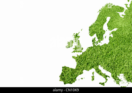 Carte de l'Europe à partir de la texture de l'herbe verte Banque D'Images