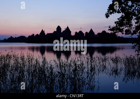 L'île de Trakai Castle sur les rives du lac Galvé à Trakai, Lituanie Banque D'Images