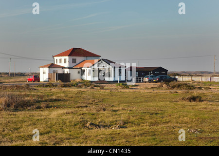 L'Angleterre, Kent, Romney Marsh, Dungeness, le Light Railway Cafe. Banque D'Images