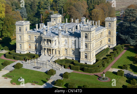 France, Seine-et-Marne, Ferrières-en-Brie, le Château (vue aérienne) Banque D'Images