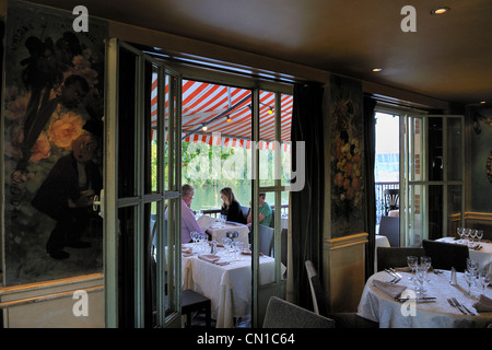 France, Yvelines, Chatou, l'Île des impressionnistes, le restaurant de la Maison Fournaise à partir du milieu du xixe siècle Banque D'Images