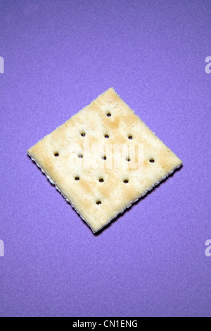 Seul Cracker salé sur Purple Bacground Banque D'Images