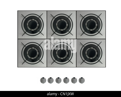 Les brûleurs à gaz isolé sur fond blanc Banque D'Images