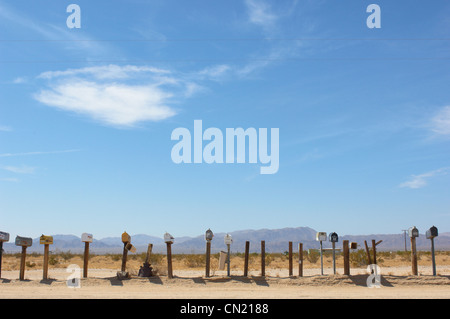 Les boîtes aux lettres, désert de Mojave, Californie, USA Banque D'Images