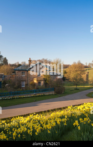 Rendeux, village de Chatsworth, Derbyshire, Angleterre, RU Banque D'Images