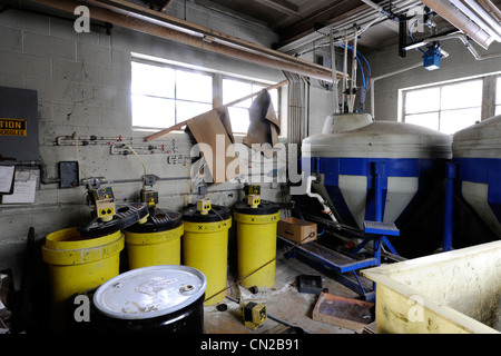 Bâtiment industriel vendu en faillite vente aux enchères. Les dernières années, il a été pillé et vandalisé et occupé par des squatters. Banque D'Images