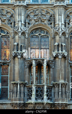 Belgique, Flandre, Gand, l'Hôtel de Ville, façade Détail Banque D'Images