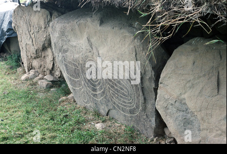 Knowth, décoré de trottoir. Banque D'Images