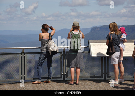 Echo Point Lookout, la vallée Jamison, Blue Mountains, New South Wales, Australie Banque D'Images