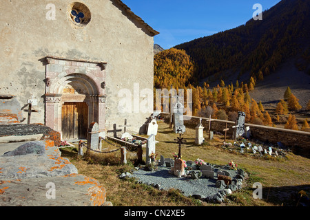 France, Alpes de Haute Provence, vallée de l'Ubaye, hameau de Maljasset, St Antoine du Désert, 13e siècle Banque D'Images