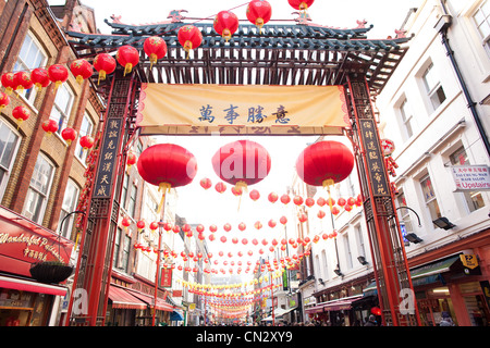 Le Nouvel An chinois, China Town, Londres Banque D'Images