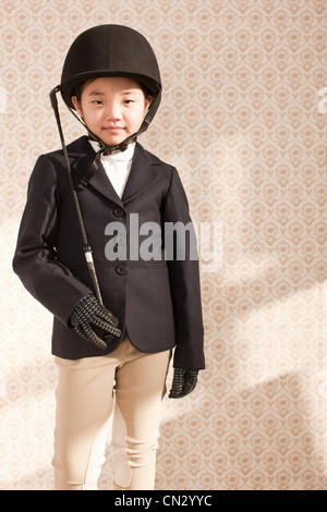 Girl wearing uniformes équestres Banque D'Images