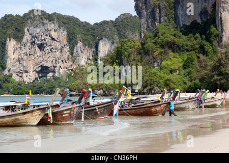 Les falaises de l'extrémité nord de Raily Bay (Krabi - Thaïlande). Les falaises calcaires de l'extrémité nord de Railay. Banque D'Images