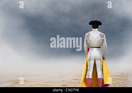 Torero, vue arrière, les arènes de Las Ventas, Madrid Banque D'Images