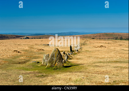 Merrivale est et région sur Dartmor Parc National, où il y a un certain nombre de monuments préhistoriques, les lignes de pierre, cistes etc. cercle Banque D'Images