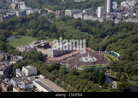 Vue aérienne sur Buckingham Palace, la résidence de la Reine, Londres, Royaume-Uni Banque D'Images