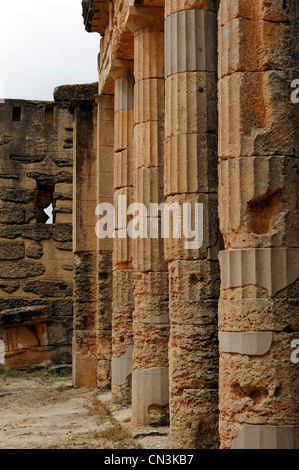 Vue partielle de la colonnade dorique portico du gymnase et le Forum qui a été construit à l'origine par les anciens Grecs Banque D'Images