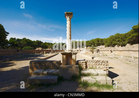 La Tunisie, site archéologique de Carthage classé au Patrimoine Mondial par l'UNESCO, vestiges romains amphiteater Banque D'Images