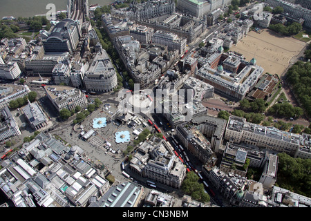 Vue aérienne de Trafalgar Square, Londres SW1 Banque D'Images