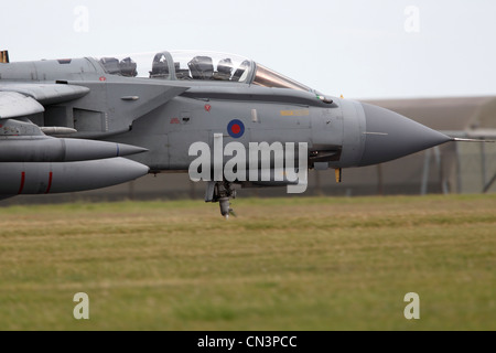 Panavia Tornado GR4 (ZA458) est une géométrie variable, deux places, de jour ou de nuit, avion d'attaque tout temps, capable de fournir une grande variété d'armes. Deux RR RB199 Mk103 turbosoufflantes, Vitesse max : 1.3Mach, altitude Max : 50 000 ft, l'équipage : 2 Armement : Storm Shadow, DMS et l'héritage de souffre, ALARME Mk 2, AIM-9L Sidewinder II Paveway III Paveway,, amélioré, Paveway IV Paveway, Mauser 27mm Cannon, ASRAAM Banque D'Images