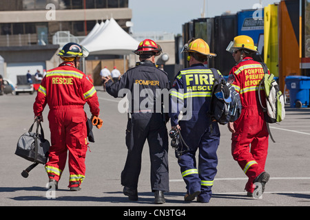 Canada, Québec, Montréal, course de NASCAR sur le circuit Gilles Villeneuve, sur l'Ile Notre Dame, pompiers Banque D'Images
